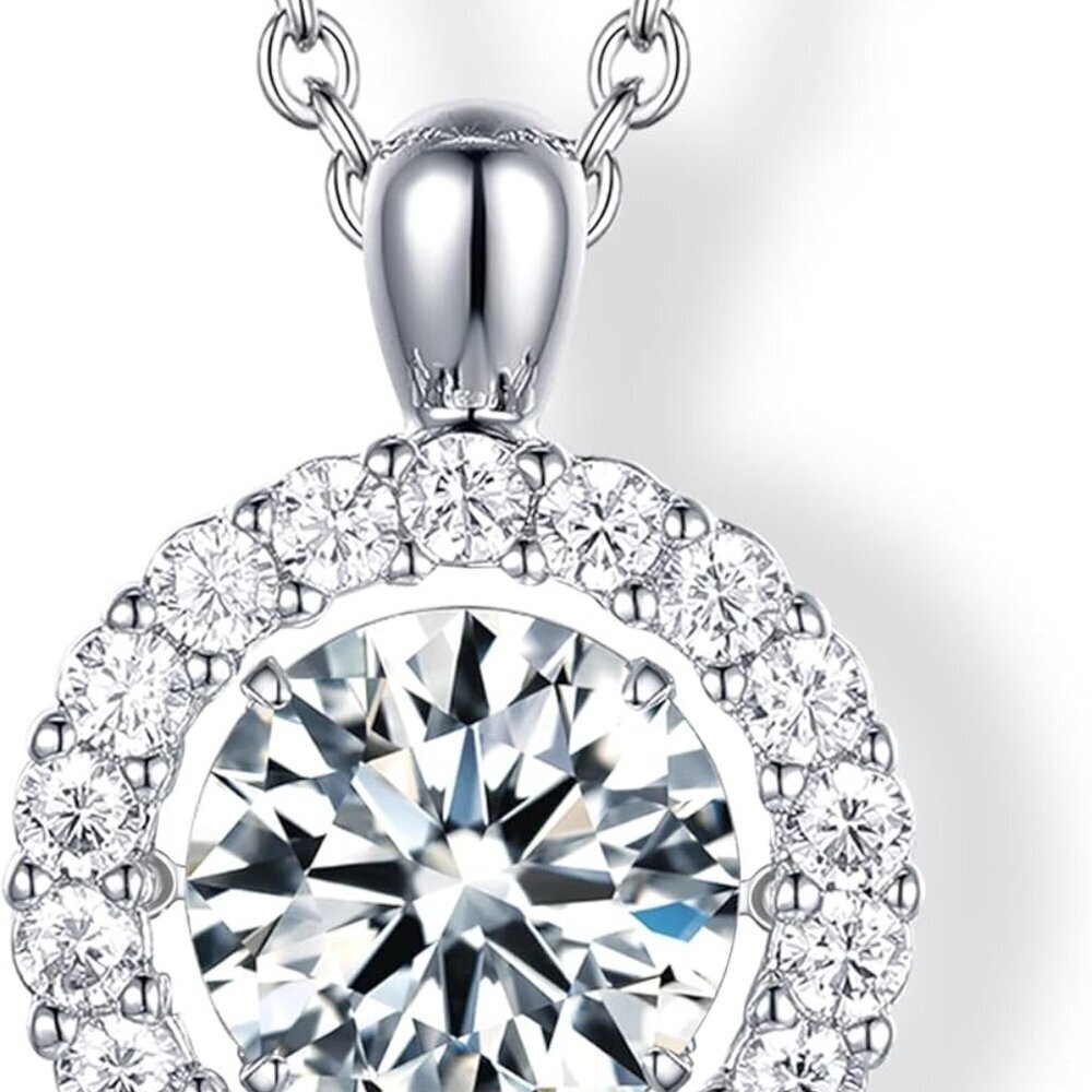 Moissanite Necklace Sterling Silver 1 Carat Dancing Floating Jewelry Gift
